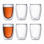 Bodum PAVINA Coffee Mug, Double-Wall Insulated Glass Mug, Clear, 12 Ounces Each (Pack of 6)