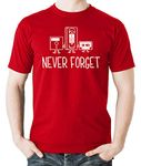 Witty Fashions Never Forget Floppy Disk VHS Cassette Tape Music Men's T-Shirt (Red, Small)