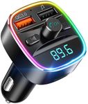 Nulaxy Bluetooth FM Transmitter for Car,Bluetooth Car Adapter with Dual USB Charging Car Charger MP3 Player Support TF Card & USB Disk,Hands Free Calling,7 Colors Led Backlit Light