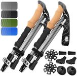 Hiker Hunger Folding Walking Stick, Folding Trekking Poles, Hiking Sticks Foldable Hiking Poles for Men Walking Sticks for Seniors Trekking Poles for Hiking Collapsible Walking Sticks (Gray, Small)
