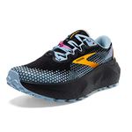 Brooks Women's Caldera 6 Sneaker, Black/Blue/Yellow, 7 UK