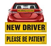 TOTOMO New Driver Please be Patient Magnet Sticker - 12"x3" Highly Reflective Premium Quality Car Safety Caution Sign for New and Student Drivers #SDM09