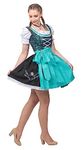 Edelweiss Creek 3-Pcs Womans Long & Short Black & Green Dirndl Dress for German Oktoberfest