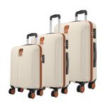 Safari Thorium Royale 8 Wheels Set of 3 Trolley Bags Hard Case Polycarbonate Luggage, TSA Lock, Wet Pouch Organized Interior, Suitcase for Travel, Trolley Bags for International Travel, Vanilla Tan