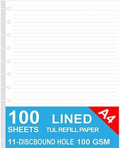 Letter Size Discbound Refill Paper, Disc Paper Refill for TUL Custom Note-Taking System Discbound Planner Inserts, 100 Sheets/200 Pages, White Discbound Paper, Lined, Arc Paper Refill 8.5 x 11 IN