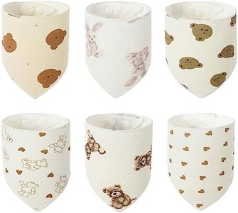 Vicloon 6 Baberos Bebe,Bebe Baberos para Niños y Niñas con 2 Ajustables Botón a Presión,Uave y Absorbente,Hipoalergenico,Baberos de Algodón para Bebés Niños y Niñas,Baberos Bebe Bandanas