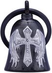 Motorcycle Bells - Bicycle Bells for Men, Stainless Steel can Bring Good Luck and Peace to Motorcycle Accessories (Cross Black Silver) (Winged Cross-Black Sliver)