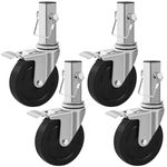 Besitu 5 inches Scaffolding Wheels Set of 4, Baker Scaffold Wheels with Dual Locking Brakes, 1-1/4" Square Tube Stem Rolling Scaffolding Caster, 440LBS Capacity Per Wheel Scaffolding Accessories