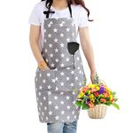 Fashion Star Apron for Women Girls, Adjustable Apron with 2 Pockets for Home Kitchen Cooking Baking BBQ Gardening,Mother's Day Birthday Gifts for Mum Wife Girlfriend