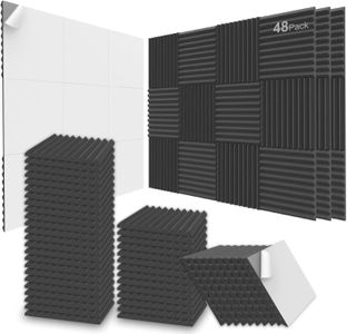 JBER Acoustic Foam Panels 48-Pack – Black Soundproof Wall Tiles