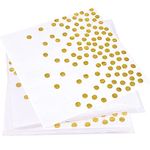 40PCS Gold Napkins Disposable 6.4X6.4 Inch White and Gold Party Napkins Cocktail Serviettes Napkins Birthday Golden Wedding Anniversary Napkins Baby Shower Paper Napkins Gold Dots Bridal Shower Napkin