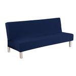 Aneil Sofa Bed Cover Futon Slipcover Solid Color Full Folding Elastic Armless 80 x 50 in (Blue)