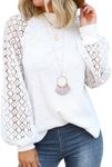 MIHOLL Womens Long Sleeve Shirts Waffle Knit Loose Fitting Tee Tops Pullover Sweaters(White, Small)