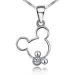 findout ladies sterling silver diamond Mickey Mouse pendant necklace .for women girls .(s1462)