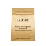 Natural Washing Soda (4 oz.) by Pure Organic Ingredients, Also Called Soda Ash or Sodium Carbonate, Eco-Friendly Packaging, Multi-Purpose Cleaner, Water Softener, Stain-Remover