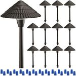 MELARQT LEONLITE Pack of 12 LED Landscape Lighting, Outdoor Waterproof Garden Lights, 3W 12V Low Voltage Path Lights ETL Listed, Mushroom Shape, 25105