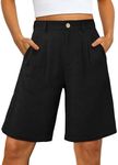 luvamia Linen Shorts for Women High Waisted Bermuda Shorts for Women with Pockets Black Linen Shorts Women Black High Waisted Shorts 9 Inch Inseam Shorts Women Black Size Small Fits Size 4 Size 6