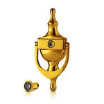 XFORT® Door Knocker with Door Viewer Polished Gold, Victorian Urn Door Knockers for Front Door, Elegant Front Door Furniture with a Classic Period Design, Alerting You of Visitors to Your Home