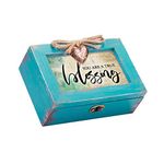 Cottage Garden You are a True Blessing Inspirational Petite Teal Distressed Locket Music Box Plays Amazing Grace