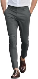 GINGTTO Mens Skinny Chinos Pants Stretch Slim Fit Dress Pants for Men Dark Grey 34