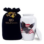 BOLD & DIVINE Bald Eagle with Flag Cremation Urn | Human Ashes Adult Memorial urn, Burial, Funeral Cremation Urns | 200 Cubic Inches