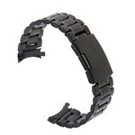 LOOM TREE Stainless Steel Bracelet Watch Band Strap Curved End Solid Links Black 22mm