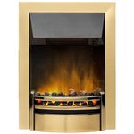 Dimplex Kansas Optiflame Inset Electric Fire, Brass and Black Traditional Style LED Flame Effect With Real Coals and Glowing Embers, 2kW Adjustable Fan Heater with Thermostat, Inset Depth 7cm