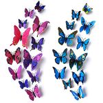 Amaonm® 24pcs 3d Vivid Special Man-made Lively Butterfly Art DIY Decor Wall Stickers Decals Nursery Decoration, Bathroom Décor, Office Décor, 3d Wall Art, 3d Crafts for Wall Art Kids Room Bedroom