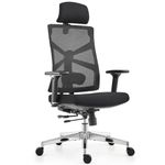 HOLLUDLE Ergonomic Office Chair with Adaptive Backrest, High Back Computer Desk Chair with 4D Armrests, Adjustable Seat Depth, Lumbar Support and 2D Headrest, Swivel Task Chair, Black