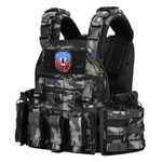 MGFLASHFORCE Tactical Vest Molle Airsoft Vest for Men (Black Camo)