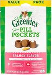 FELINE GREENIES PILL POCKETS for Cats Natural Soft Cat Treats, Salmon Flavor, 3 oz. Pack (85 Treats)