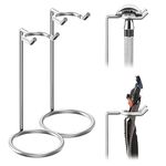 Linkidea 2 Pack Safety Razor Holder Stand, Shaving Brush Stand Deluxe Men's Stainless Steel Travel Shave Razor Holder - 4.7" (Silver 12cm)