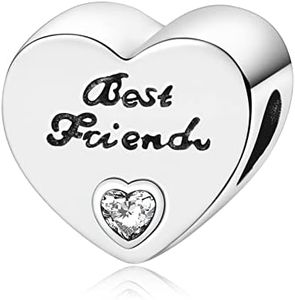 Annmors Donna Ciondolo a Cuore Migliori Amiche Argento 925 Colgantes con Zirconia cubica per Charm Bracciale