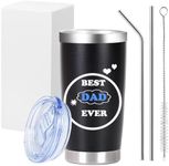 Shinhoo Personalised 20oz Insulated Travel Mug Coffee Cup Gifts for Dad Father, Best Dad Ever Tumbler with Straw and Lid for Dad's Birthday Gifts, Presents Gift Ideas for Dad Father's Day
