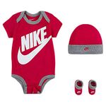 NIKE Baby Boys' Hat, Bodysuit and Bootie Three Piece Set Socks, Pink Sportswear, 0-6 Months