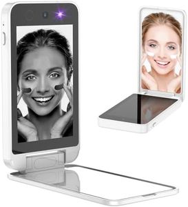 UV Camera for Sunscreen Test UV Mirror Sunscreen Camera, 4 Inch Vanity Mirror Rechargeable Compact Travel Makeup Mirror Handheld Double-Sided Pocket Mirror for Skin Protection(White)