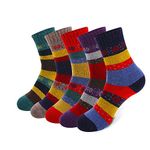 MOSOTECH Women Thermal Socks, 5 Pairs Warm Wool Socks with Thicken Terry, Vintage Colourful Christmas Socks for Ladies and Girls, UK Size 4~8