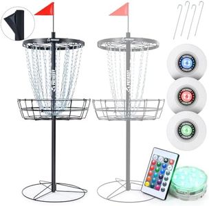 Patiassy Portable Disc Golf Basket with 24/12 Chains for Two Difficulty Levels of Practice Golf Target for Disc Golf Night Practice