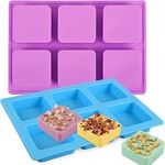 Skytail 6 Cavity Silicone Soap Molds Square Bar Silicone Molds with Curved Edges for Soap Making Supplies DIY Brownies Cupcake, Cheesecake, Cornbread, Muffin Molds Tray 6-Slot (100 Grams) (3)