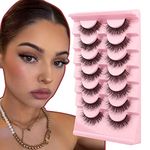 Oreola False Eyelashes Natural Fluffy Wispy Faux Mink Lashes Fluttery Light Fake Eyelashes Super Soft 7 Pairs Pack