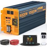 MWXNE 5000 Watt Power Inverter Pure Sine Wave 48V DC to 110V 120V 10000W Peak Heavy Duty Inverter with Remote Control and LED Display, 4 USB/Type-C Ports & 2 AC Outlets Car Charger for Vehicles RV