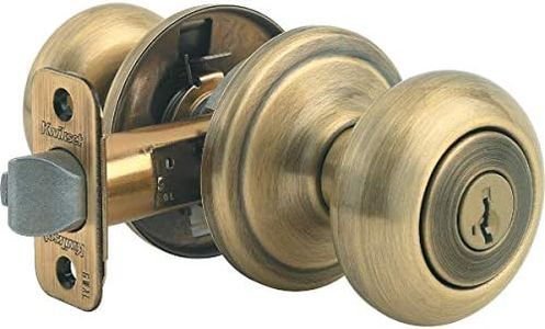 Kwikset Juno Entry Knob Featuring SmartKey in Antique Brass