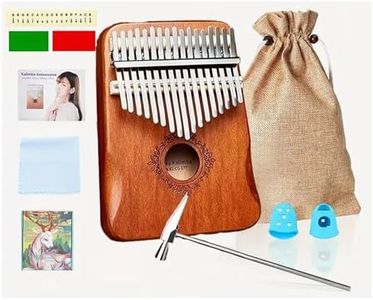 Kalimba Thumb Piano 17 Keys, Portable Mahogany Mbira Finger Piano with Protection Case, Carrying Bag, Instruction, Tune Hammer for Beginners Professional Holiday Gift(dark wood)