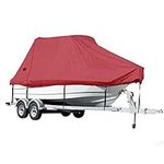 ELVONS 21-24ft Boat Cover, Heavy Duty 210d Marine Grade Waterproof Trailerable Boat Cover With Adjustable Elastic Fits V-Hull,Fish&Ski,Fishing Boat,Runabout,Red,21~24ft(732cm *300cm)