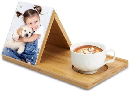 ROSOS Bamboo Book Holder, Triangle Book Holder Stand with Acrylic Picture Frame, Book Rest with Cup Holder, Tablet and Kindle Stand, Book Lovers Gifts, Bookish Gifts, Bamboo Book Rest Stand