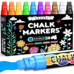 Lenski Liquid Chalk Pens, 10 Colour Liquid Chalk Markers, Gifts for Kids, 10mm Chalk Pens for Blackboards, Window, Glass, Chalkboards, Reversible Tip, Girls Birthday Presents