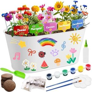 Paint & Plant Kids Gardening Set with 5 Flower Seeds, Arts and Crafts for Kids Ages 4-12, Science STEM Toys for Toddler Education, Birthday Gifts Ideas for Girls & Boys 4 5 6 7 8 9 10 11 12 Year Old