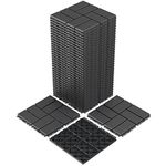 Goovilla Plastic Interlocking Deck Tiles, 36 Pack Outdoor Patio Flooring, 12"x12" Interlocking Decking Tile Outdoor All Weather Use, Waterproof Patio Pavers for Pool Balcony Backyard Porch, Dark Grey