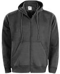 True Face Mens Hoodie Zip Up Classic Hooded Top Plain Ribbed Cuff Long Sleeve Sweatshirt 032 Hody Charcoal Medium