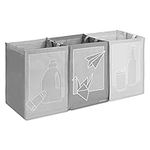 Navaris Recycling Bags for Kitchen (Set of 3) - Reusable Recycle Bag Set to Separate Paper, Plastic, Glass - Indoor Sorter Bin Organiser Bins - Grey